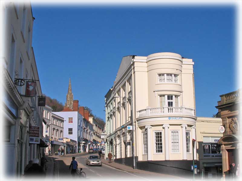 View of Barclays bank and Worcester Road