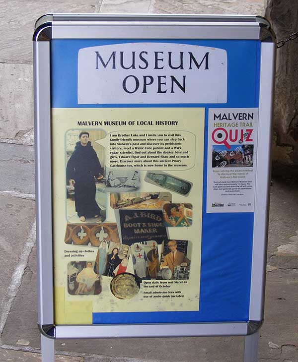 Malvern museum sign
