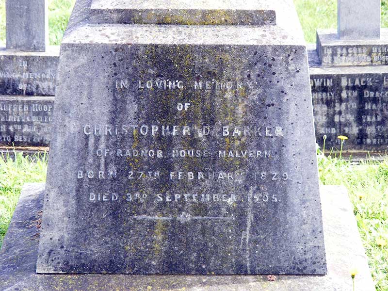 Inscription on memorial to Christopher Dove Barker