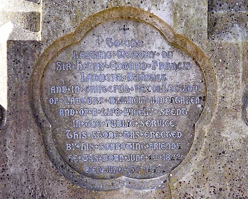 Inscription to Sir Henry Edward Francis Lambert