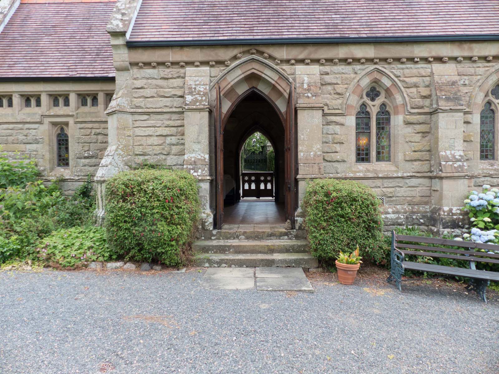 South door of Malvern Wells cemetery chapel