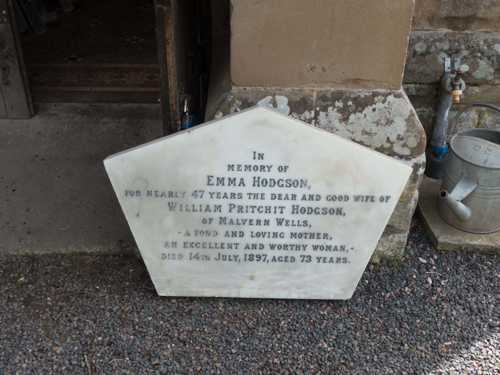 Plaque in memory of Emma Hodgson