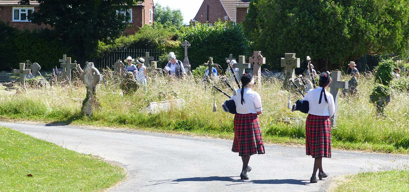 Cemetery tour and pipers