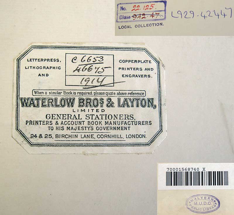 Inside leaf of notebook