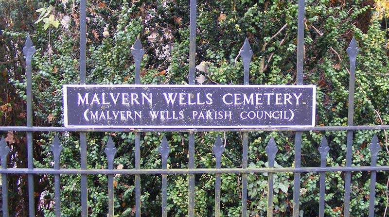 Malvern Wells cemetery sign